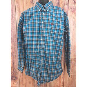 Cinch Mens Blue Plaid Long Sleeve Button-Down Shirt 2XL Western Style